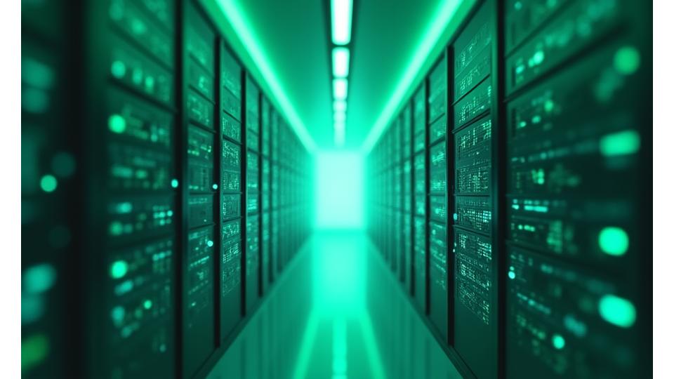 Illustration of a secure data center or cloud environment with interconnected servers and protective firewalls, representing robust digital security for health data.